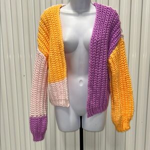 Wild Fable Purple and Yellow Knit Cardigan